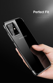 Луксозен силиконов гръб ТПУ прозрачен Fashion за Samsung Galaxy S20 Plus G985 черен кант
